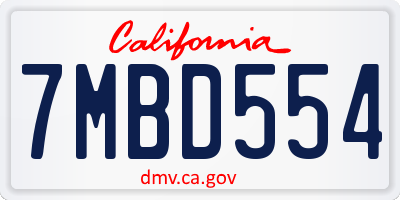 CA license plate 7MBD554