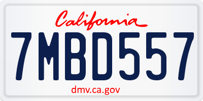 CA license plate 7MBD557