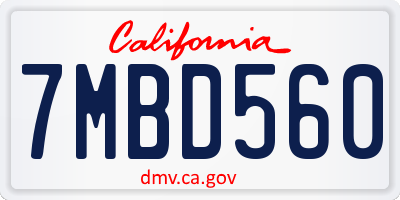 CA license plate 7MBD560