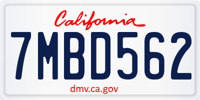 CA license plate 7MBD562