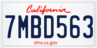CA license plate 7MBD563
