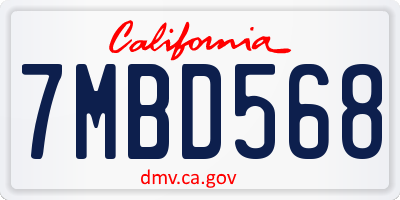 CA license plate 7MBD568