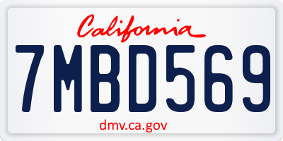 CA license plate 7MBD569