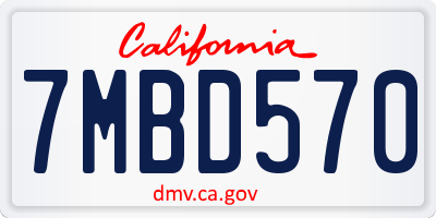 CA license plate 7MBD570