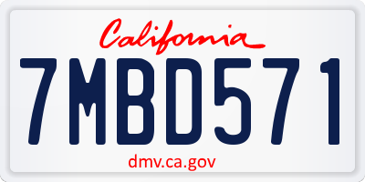 CA license plate 7MBD571