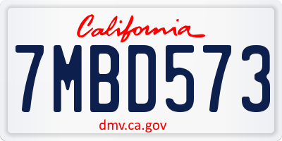 CA license plate 7MBD573