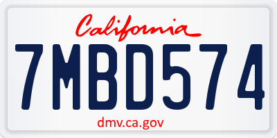 CA license plate 7MBD574