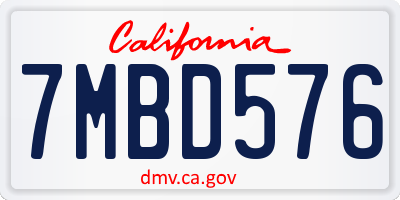 CA license plate 7MBD576