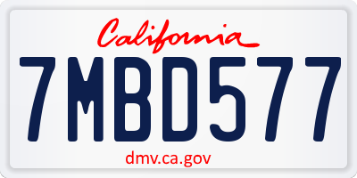 CA license plate 7MBD577