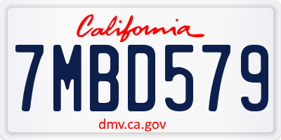 CA license plate 7MBD579