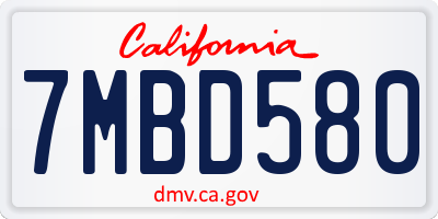 CA license plate 7MBD580