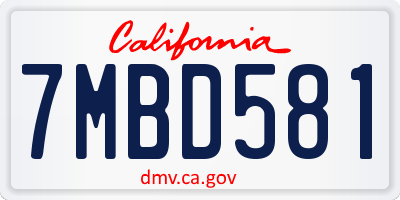 CA license plate 7MBD581