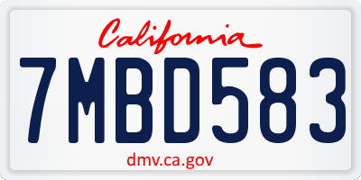 CA license plate 7MBD583