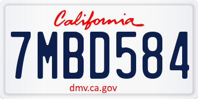 CA license plate 7MBD584