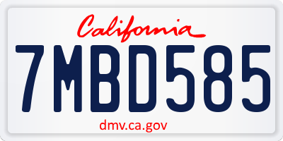 CA license plate 7MBD585