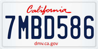 CA license plate 7MBD586