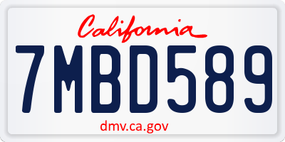 CA license plate 7MBD589