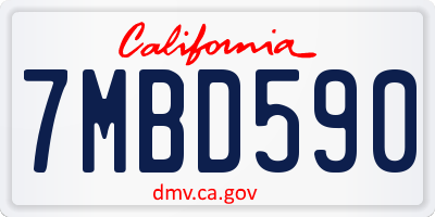 CA license plate 7MBD590