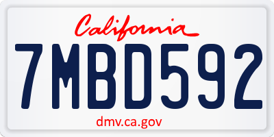 CA license plate 7MBD592