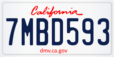 CA license plate 7MBD593