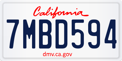 CA license plate 7MBD594
