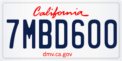 CA license plate 7MBD600