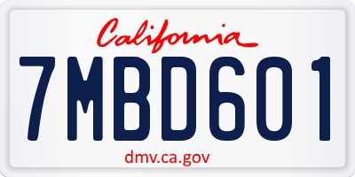 CA license plate 7MBD601