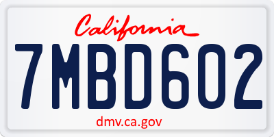 CA license plate 7MBD602