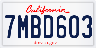 CA license plate 7MBD603