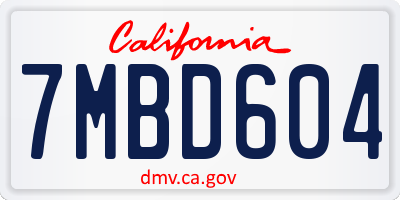 CA license plate 7MBD604