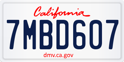 CA license plate 7MBD607