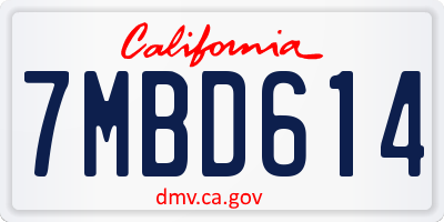 CA license plate 7MBD614