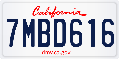CA license plate 7MBD616