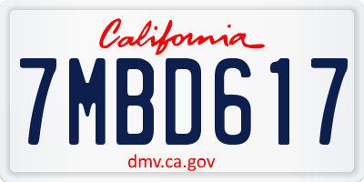 CA license plate 7MBD617