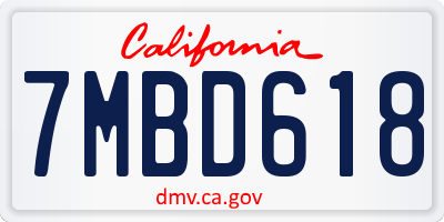 CA license plate 7MBD618