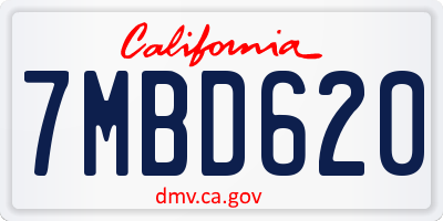 CA license plate 7MBD620