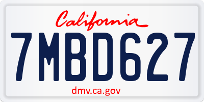 CA license plate 7MBD627