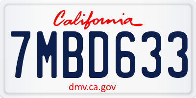CA license plate 7MBD633