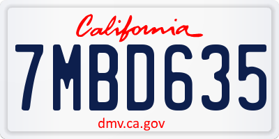 CA license plate 7MBD635