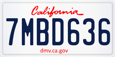 CA license plate 7MBD636