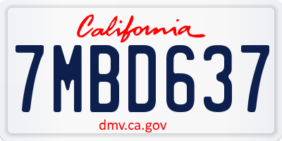 CA license plate 7MBD637