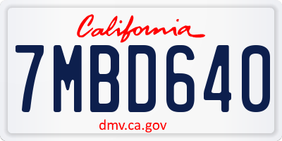 CA license plate 7MBD640