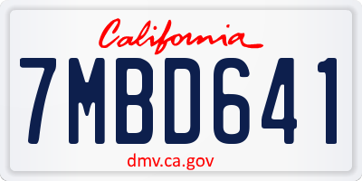 CA license plate 7MBD641