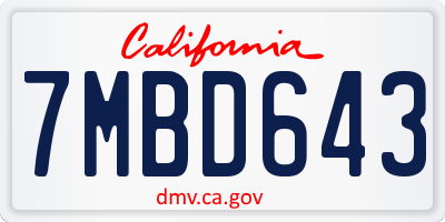 CA license plate 7MBD643