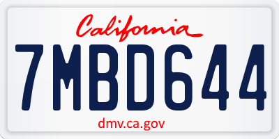 CA license plate 7MBD644