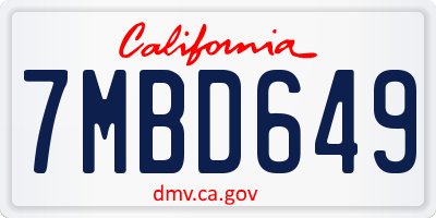 CA license plate 7MBD649