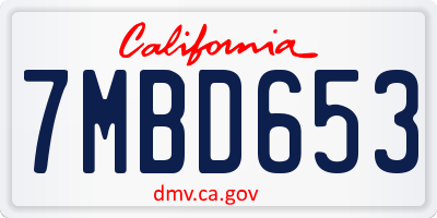 CA license plate 7MBD653