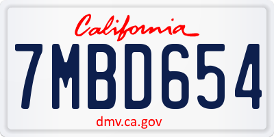 CA license plate 7MBD654