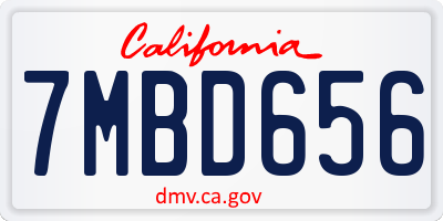 CA license plate 7MBD656
