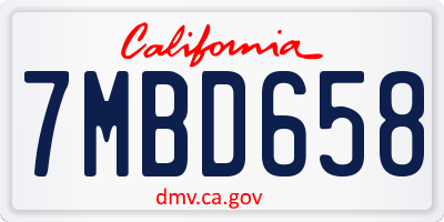 CA license plate 7MBD658